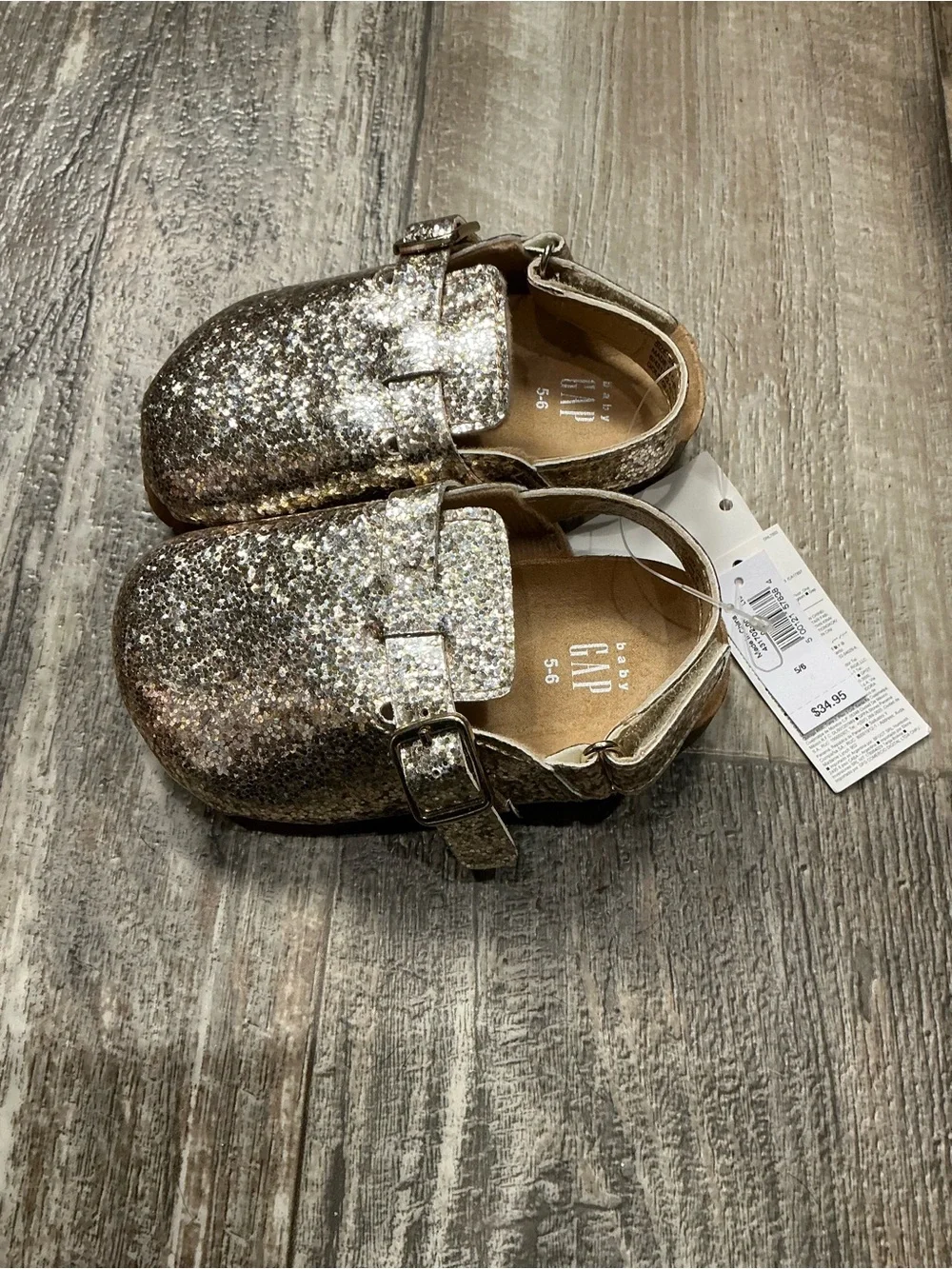 GAP Baby Glitter Clog Sandals in Gold Size 5/6